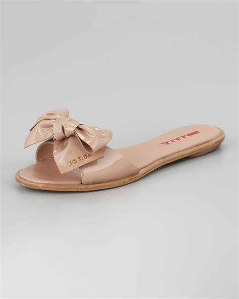 prada bow slide sandals|Prada women's high heeled sandals.